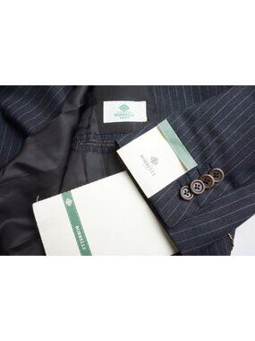 Borrelli Gray Striped Wool 2 Pc Suit Jacket Pants Sz 44R US 54 EU NEW